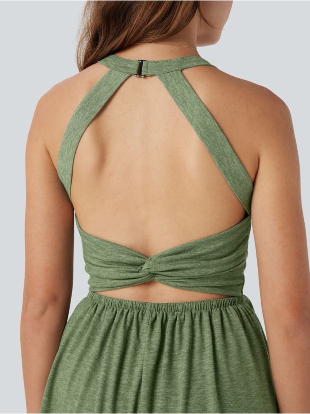 Halara Green Athletic Exercise Dress Romper Pockets Built-In Bra & Shorts XL - Picture 3 of 10